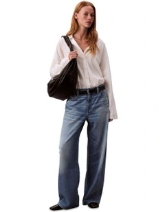Low Rise Baggy Jeans in Grey