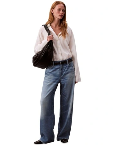 Low Rise Baggy Jeans in Grey