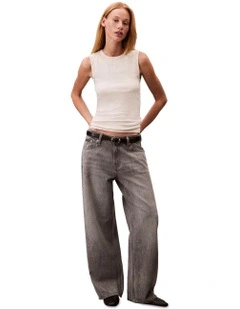 Low Rise Baggy Jeans in Grey
