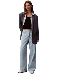 The Wide Leg Linen Jeans in Aaron Indigo