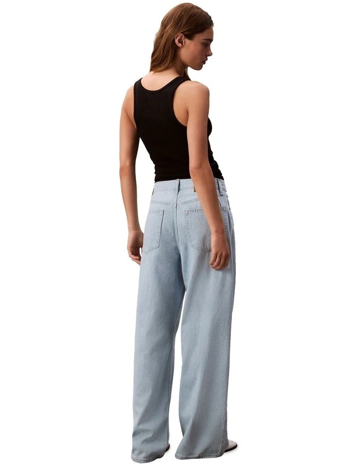 The Wide Leg Linen Jeans in Aaron Indigo image 2