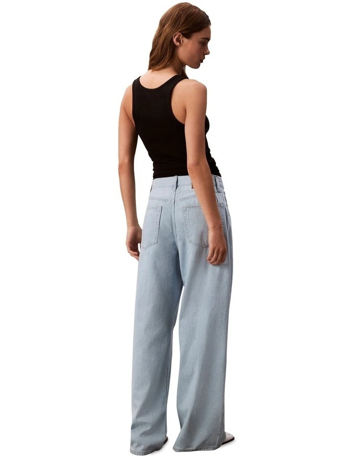 The Wide Leg Linen Jeans in Aaron Indigo image 2