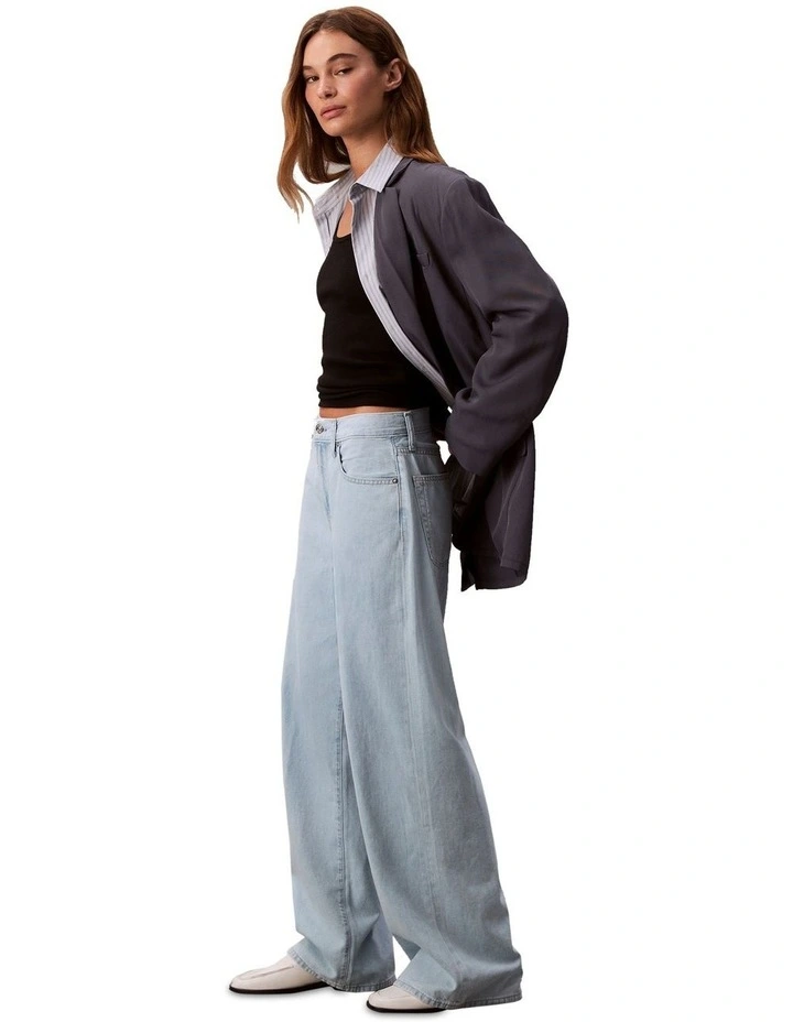 The Wide Leg Linen Jeans in Aaron Indigo image 3