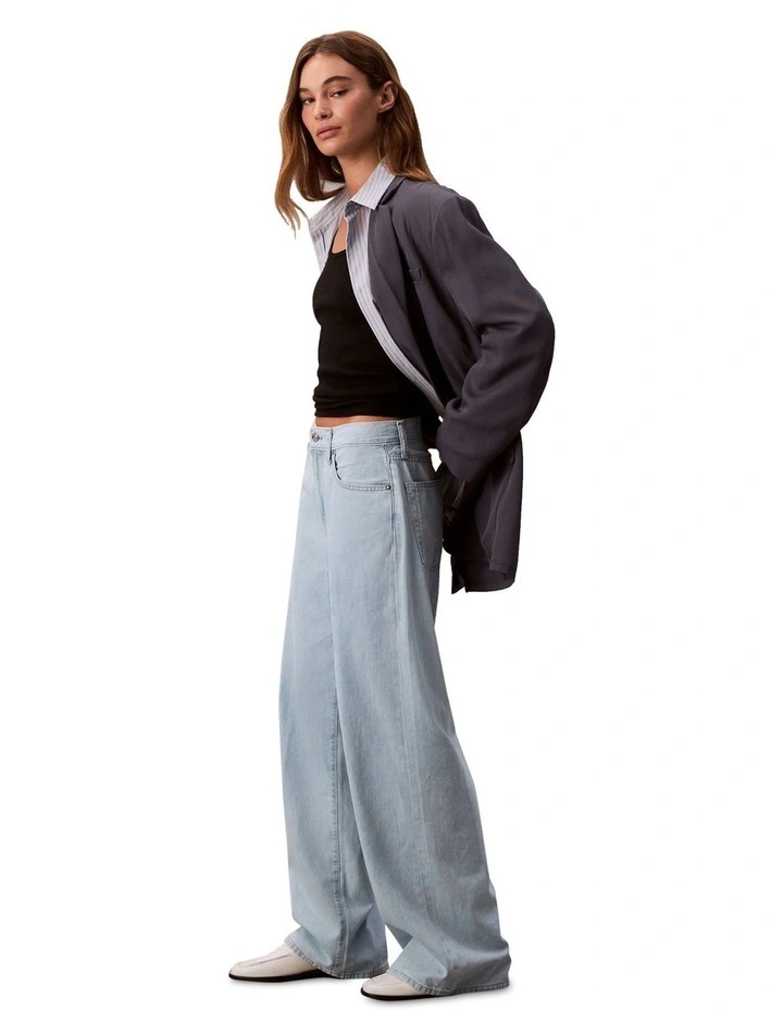 The Wide Leg Linen Jeans in Aaron Indigo image 3