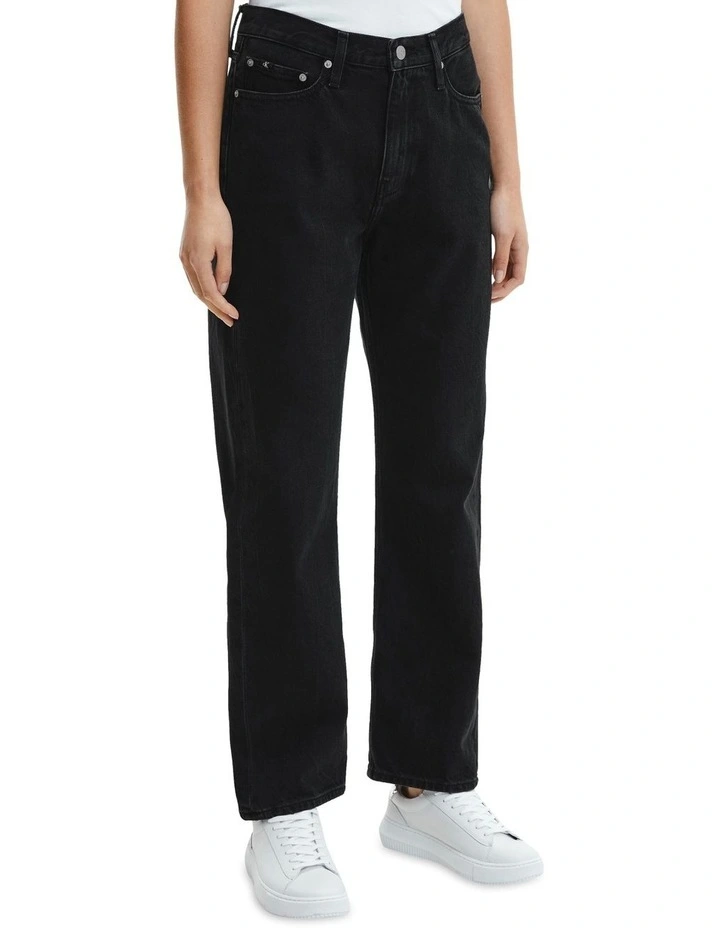 High Rise Straight Ankle Jeans Denim Black image 1