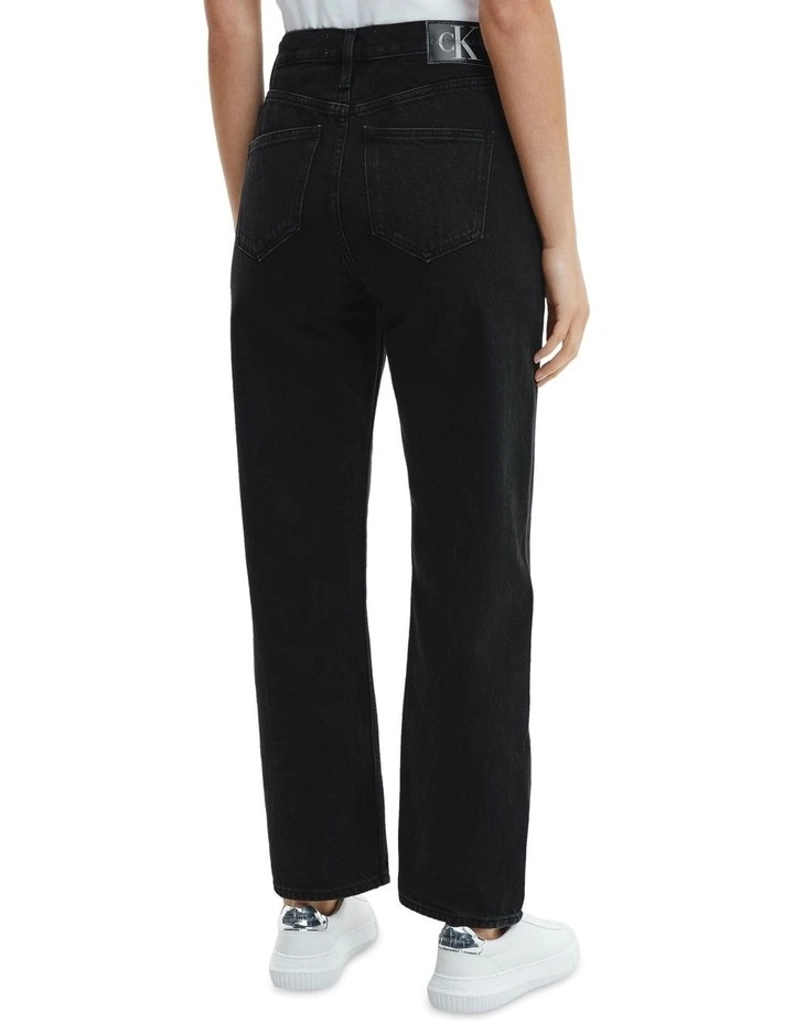 High Rise Straight Ankle Jeans Denim Black image 2