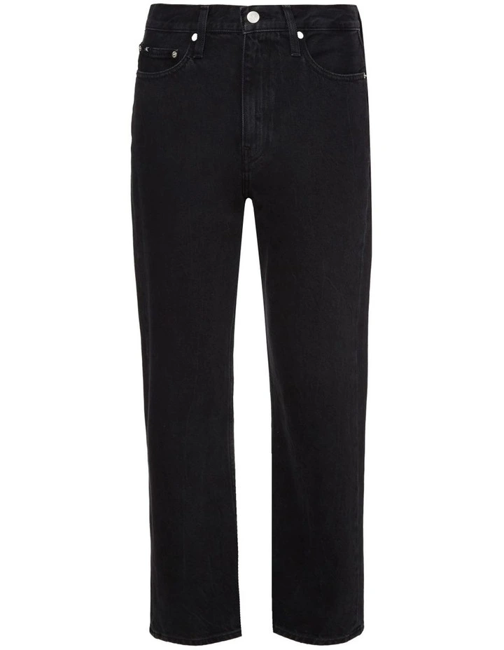High Rise Straight Ankle Jeans Denim Black image 3