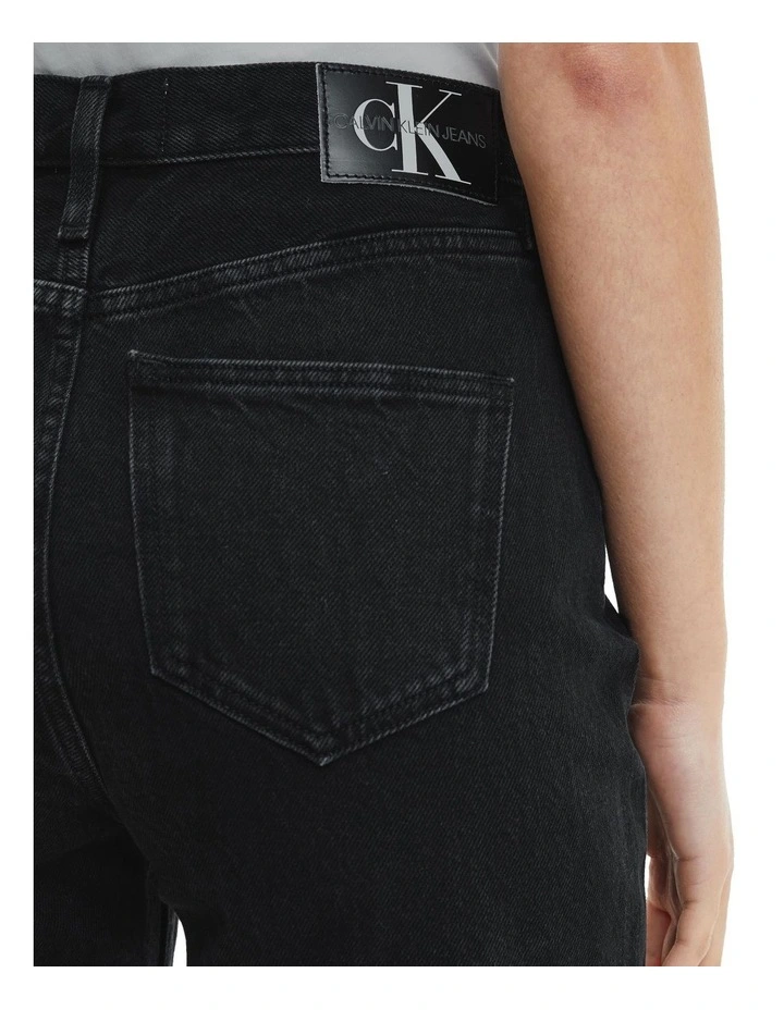 High Rise Straight Ankle Jeans Denim Black image 4