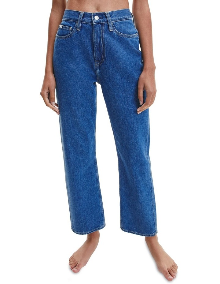 High Rise Straight Ankle Jean Medium Blue