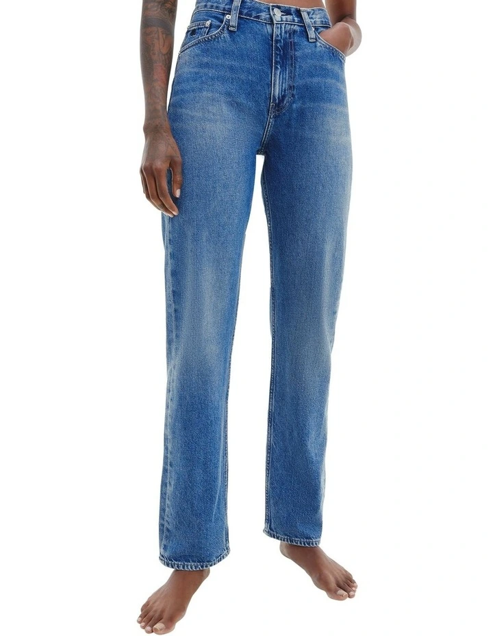 High Rise Straight Jeans in Blue image 1