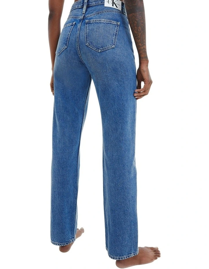 High Rise Straight Jeans in Blue image 2
