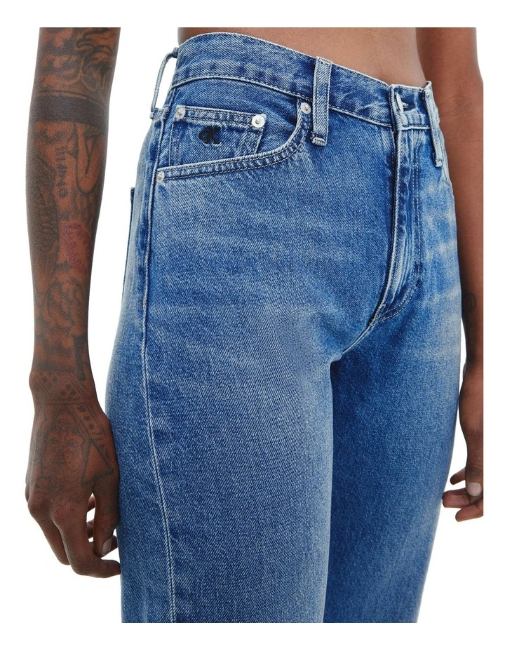High Rise Straight Jeans in Blue image 3