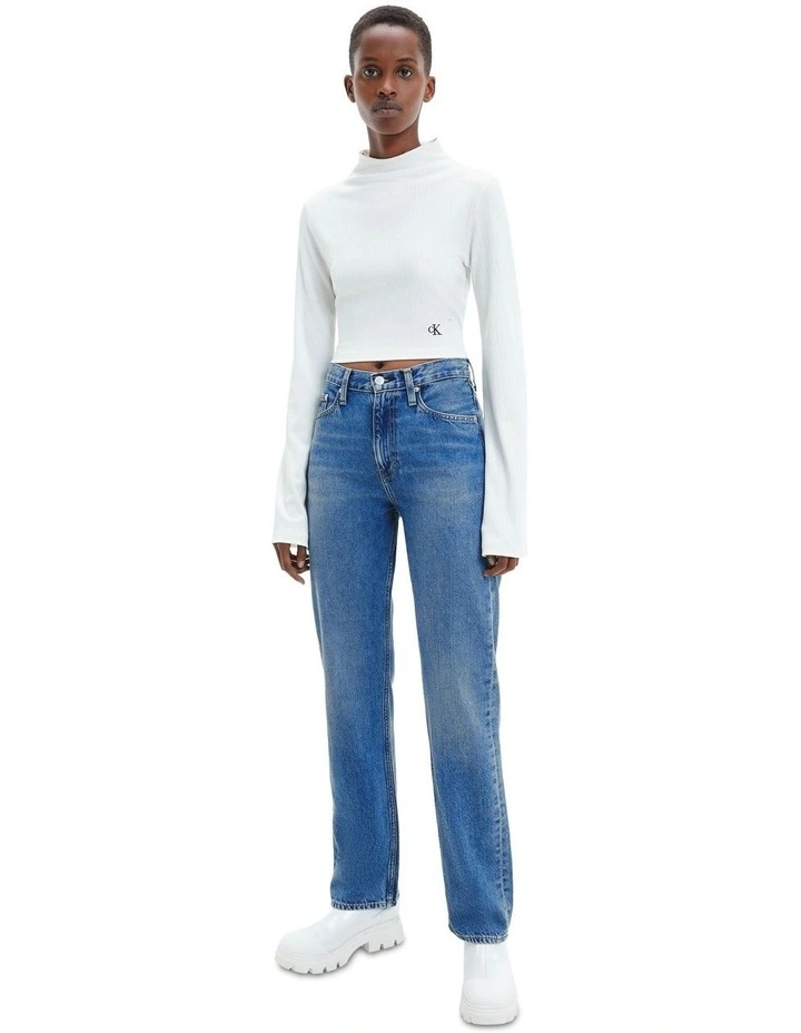 High Rise Straight Jeans in Blue image 4