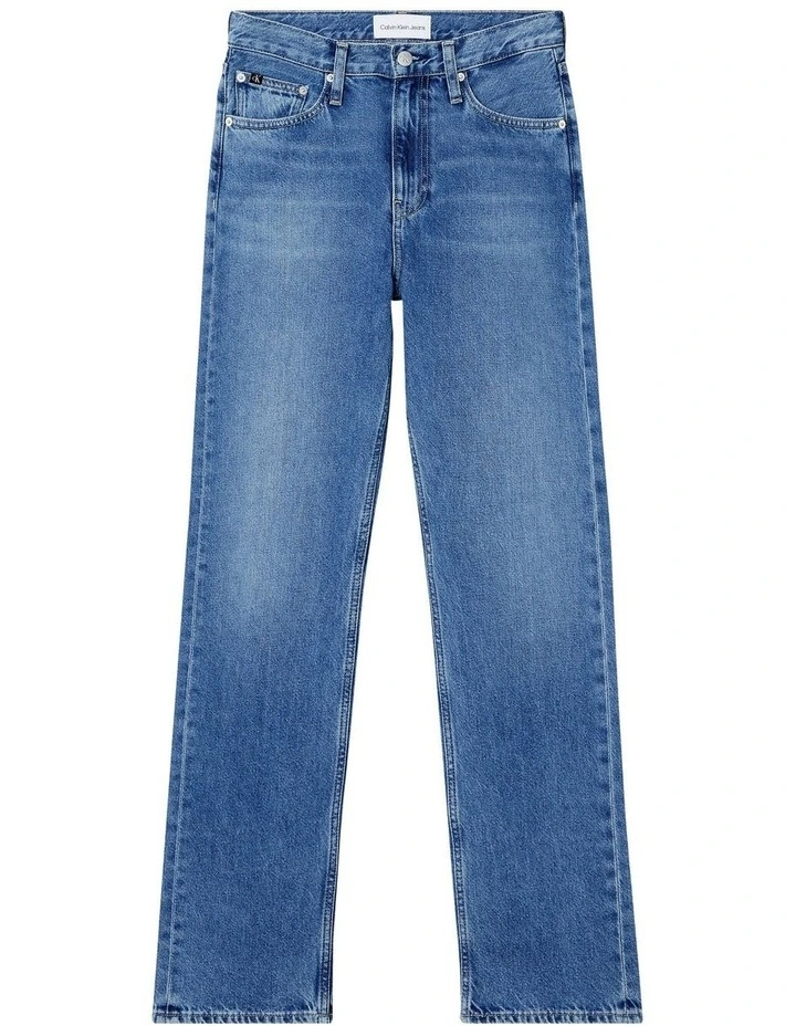 High Rise Straight Jeans in Blue image 5