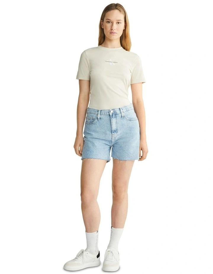 Mom Denim Short in Light Blue image 2