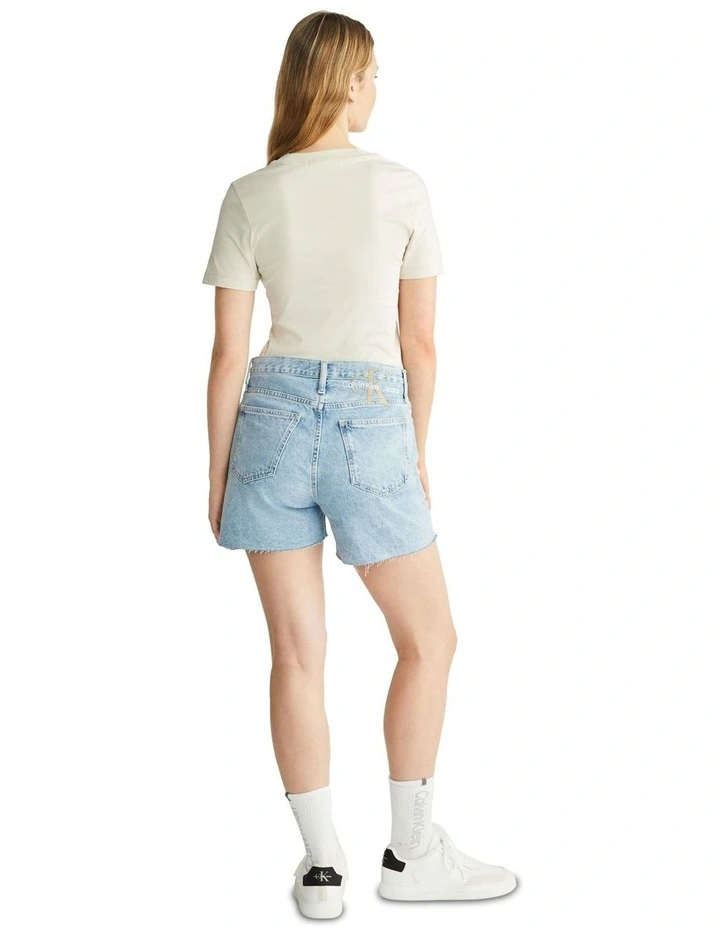Mom Denim Short in Light Blue image 4