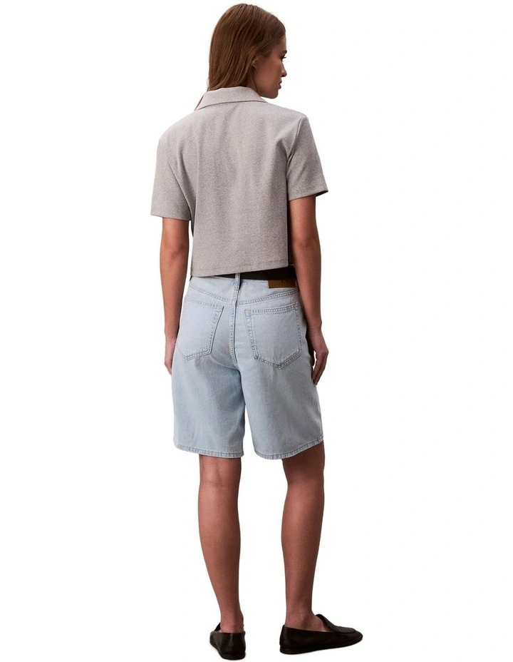 Linen Relaxed Shorts in Blue image 4