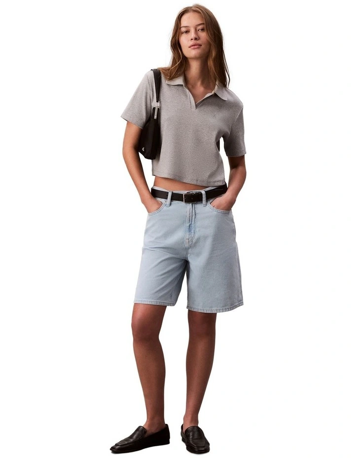 Linen Relaxed Shorts in Blue image 5