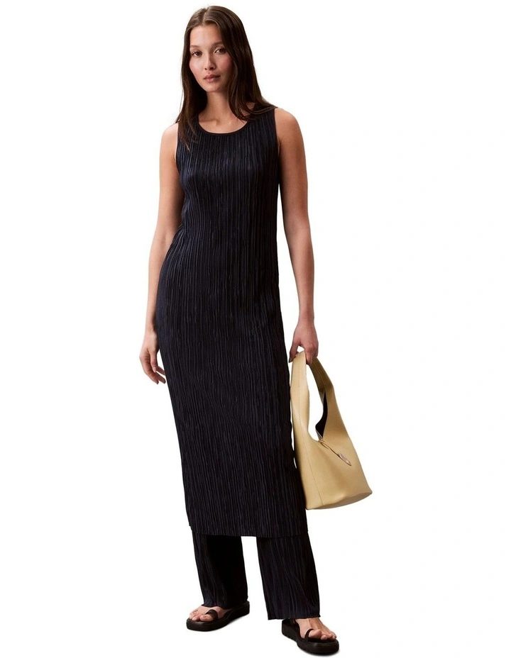 Plisse Sleeveless Midi Dress in Blue image 1