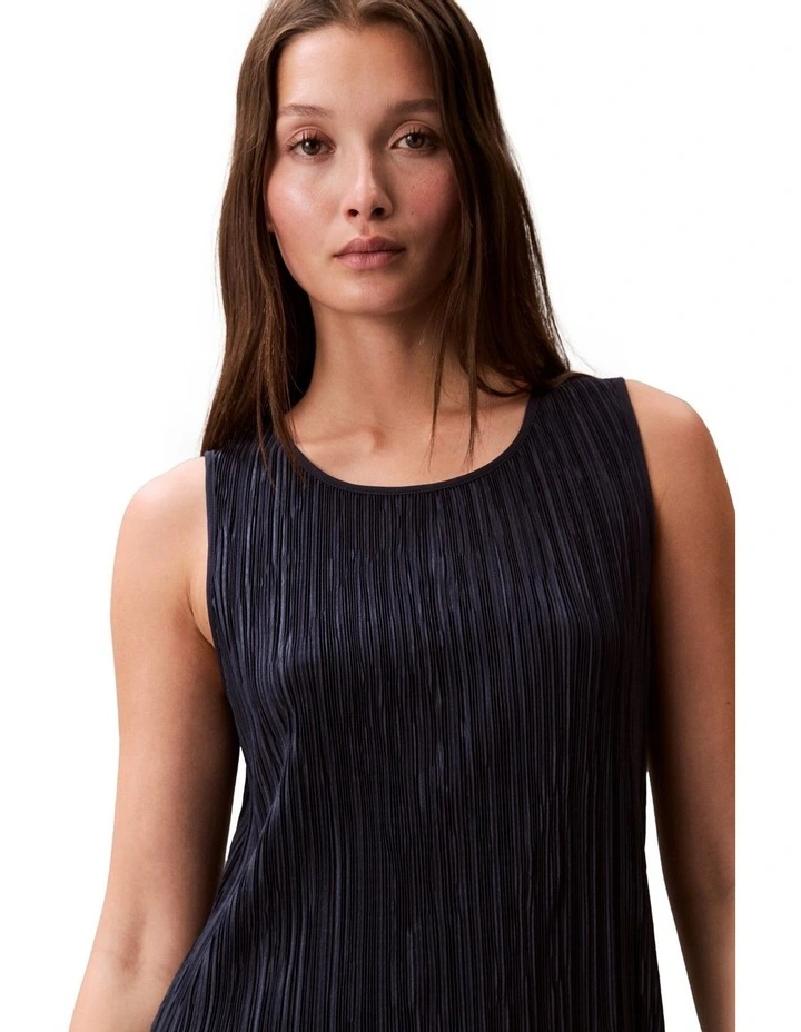 Plisse Sleeveless Midi Dress in Blue image 4