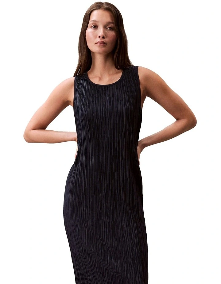 Plisse Sleeveless Midi Dress in Blue image 5
