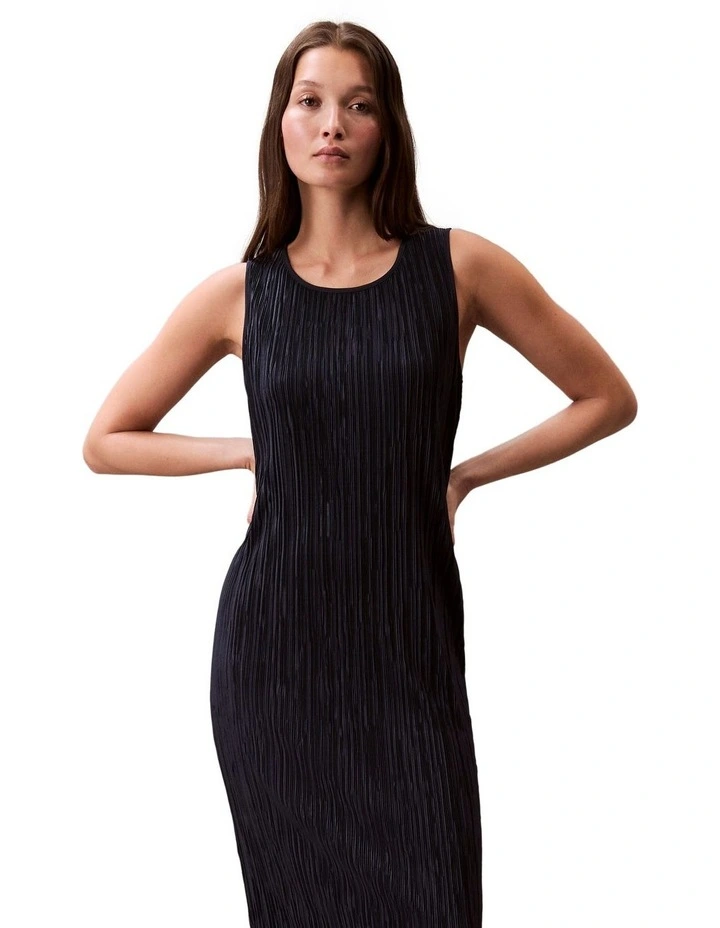 Plisse Sleeveless Midi Dress in Blue image 5
