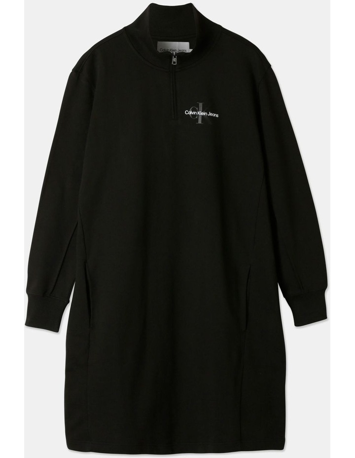 Plus Monogram Half Zip Dress In Black