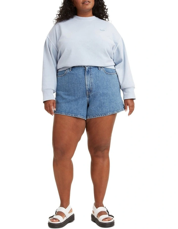 High-Waisted Mom Shorts Amazing Blue image 1