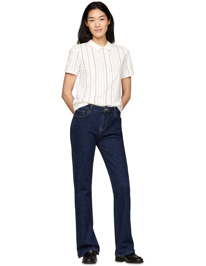 Flag Stripe Regular Fit Polo in White image 2