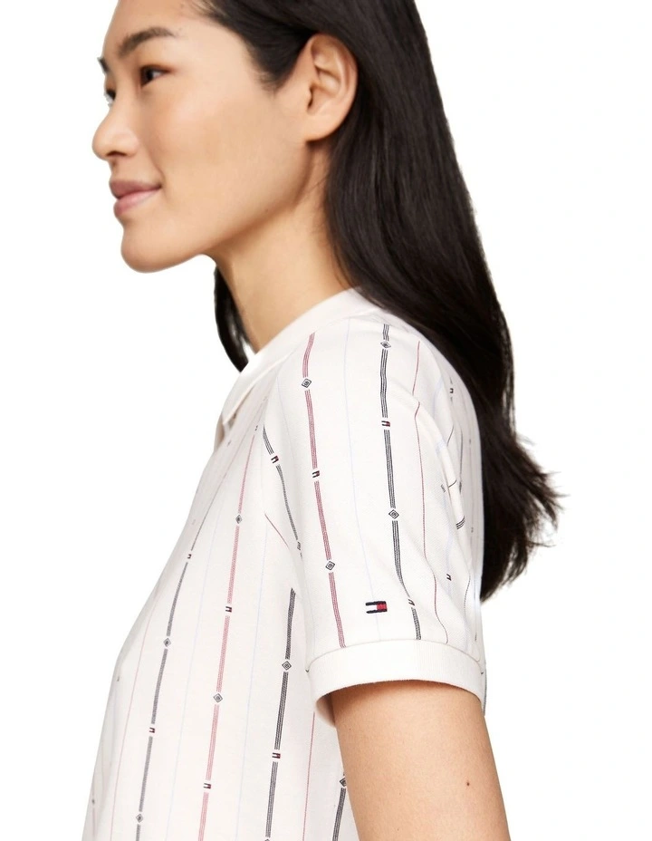 Flag Stripe Regular Fit Polo in White image 3