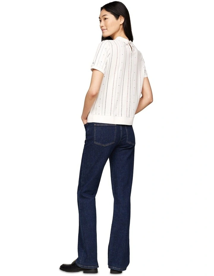 Flag Stripe Regular Fit Polo in White image 4