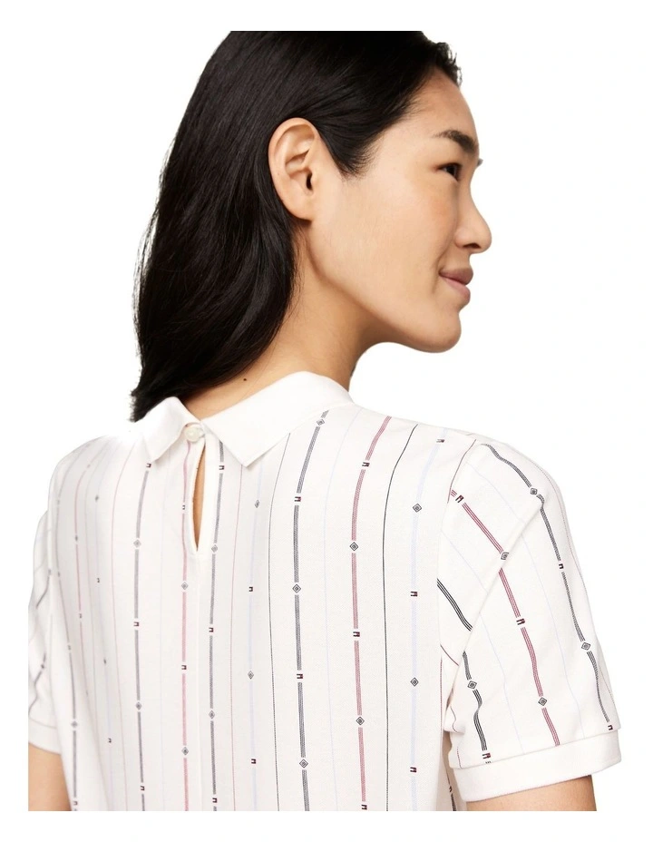 Flag Stripe Regular Fit Polo in White image 5