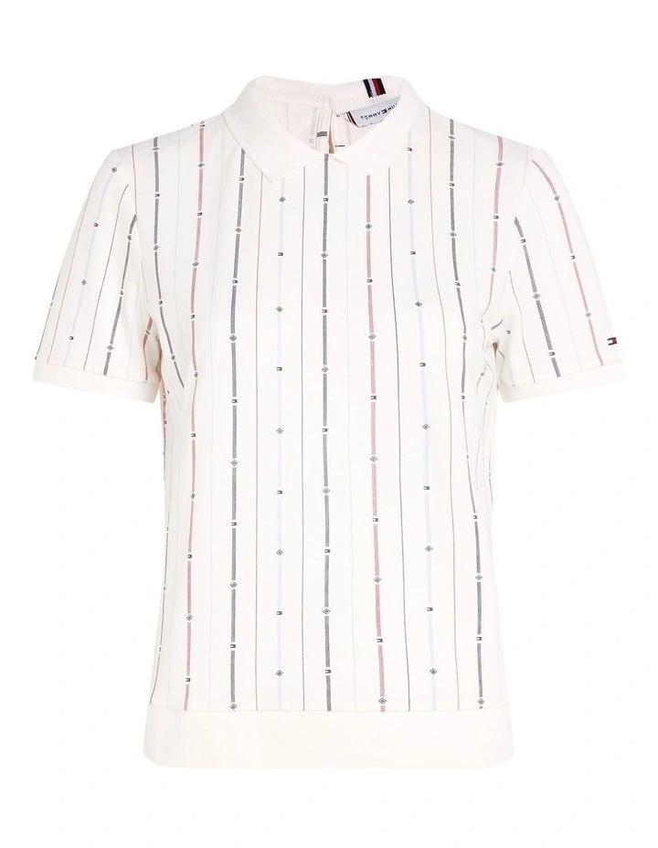 Flag Stripe Regular Fit Polo in White image 6
