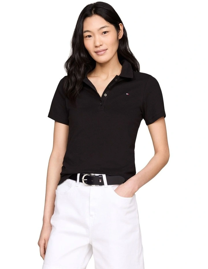 1985 Slim Pique Polo in Black image 1