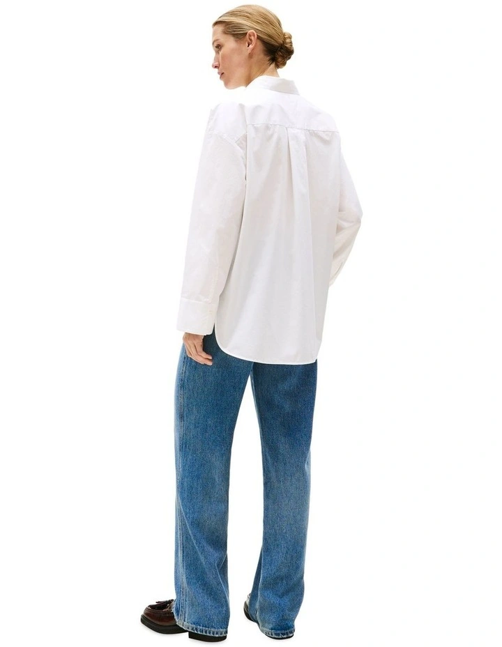 Oversized Fit Adjustable Cuffs Poplin Shirt in White image 2