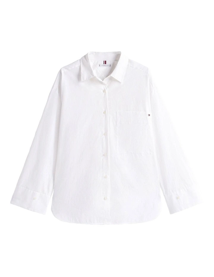Oversized Fit Adjustable Cuffs Poplin Shirt in White image 5