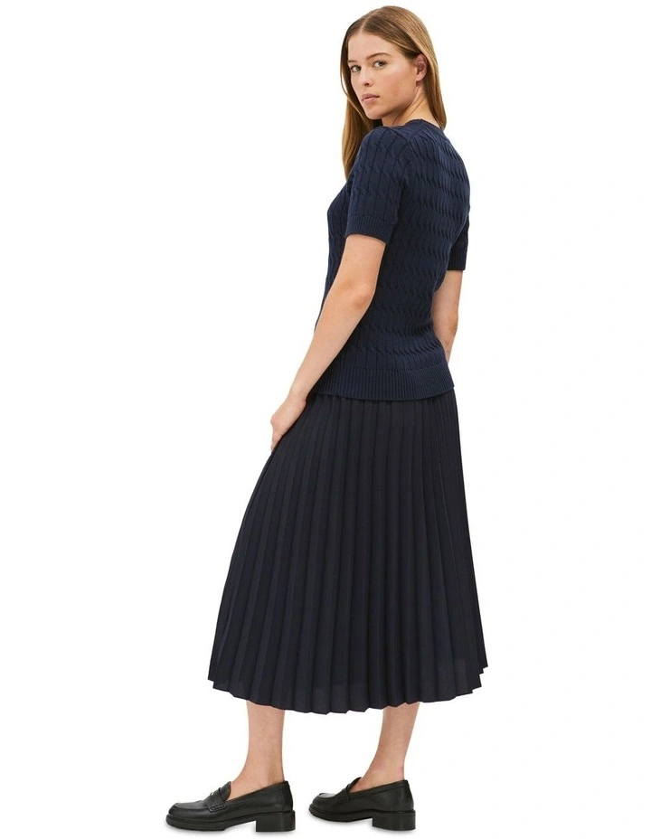 Cable Knit Short Sleeve Jumper in Blue image 2