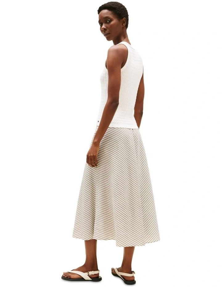 Cable Knit Sleeveless Slim Jumper in White image 2