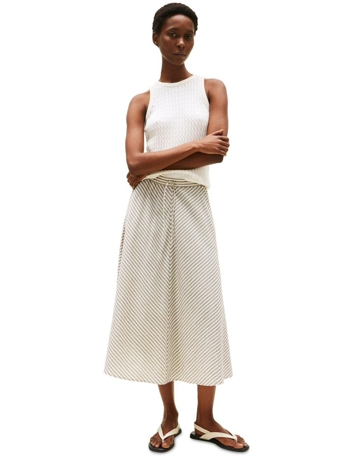 Cable Knit Sleeveless Slim Jumper in White image 4