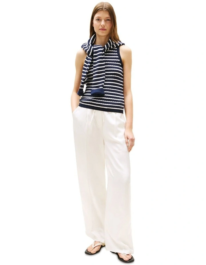 Cable Knit Sleeveless Slim Jumper in Blue image 4