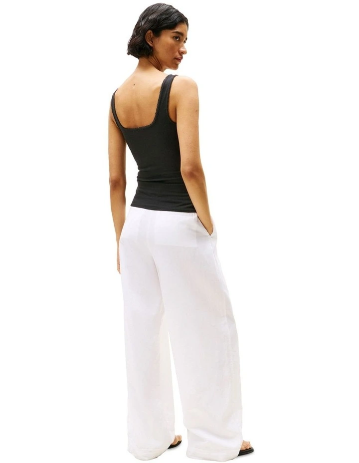 Ribbed Square Neck Slim Tank Top in Black image 2