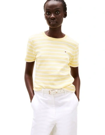 Flag Embroidery Slim T-shirt in Yellow