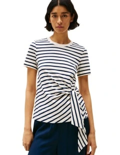 Side Knot Crew Neck T-shirt in White