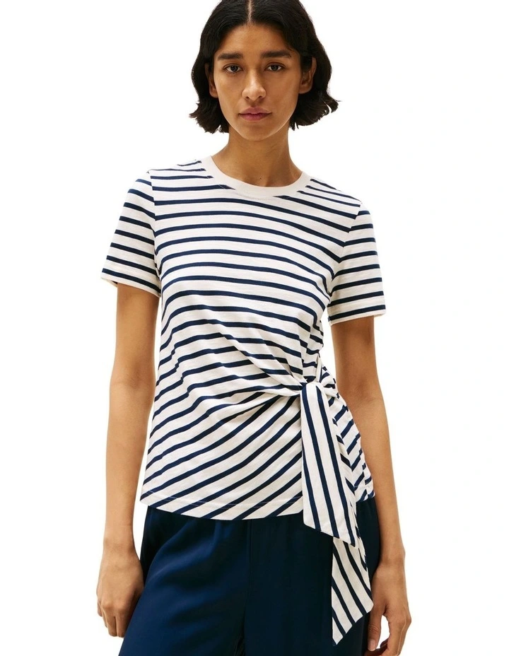 Side Knot Crew Neck T-shirt in White image 1