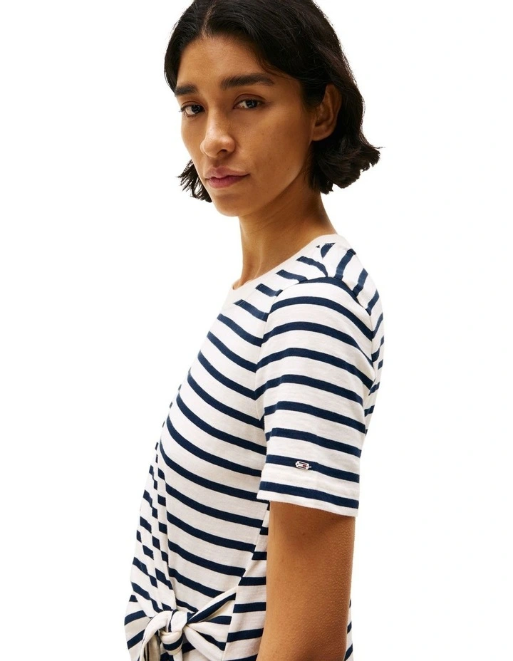 Side Knot Crew Neck T-shirt in White image 3