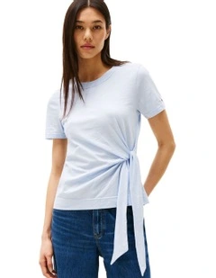 Side Knot Crew Neck T-shirt in Blue