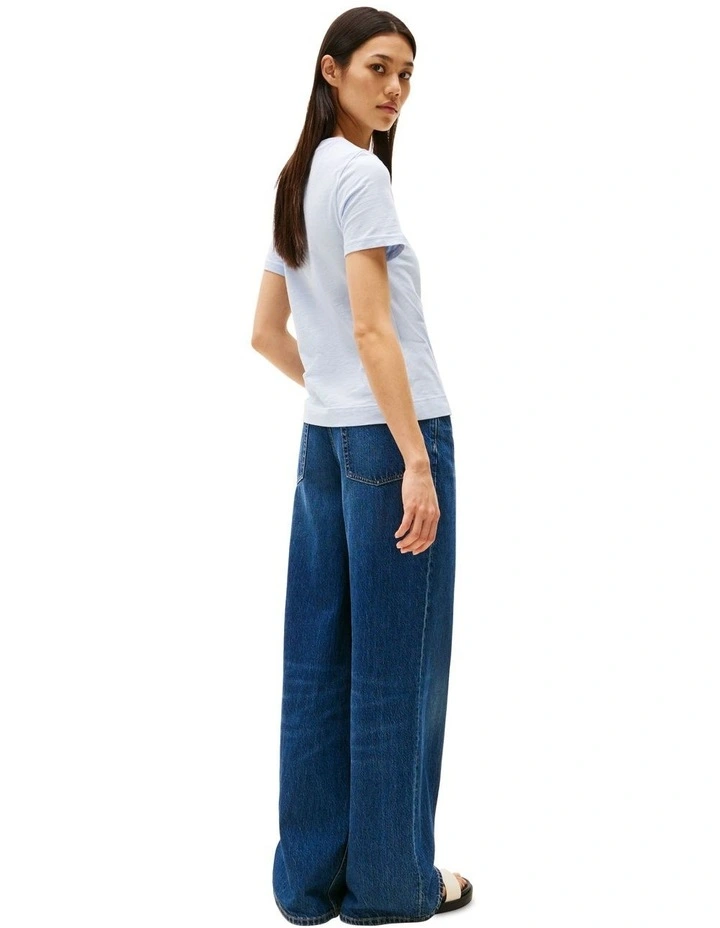 Side Knot Crew Neck T-shirt in Blue image 2