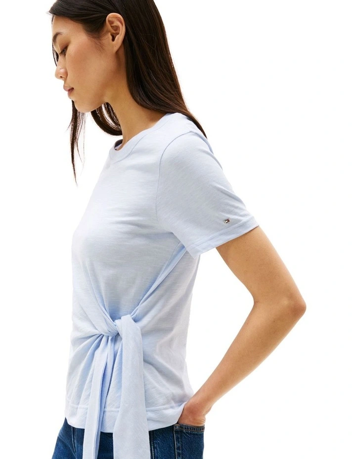 Side Knot Crew Neck T-shirt in Blue image 3
