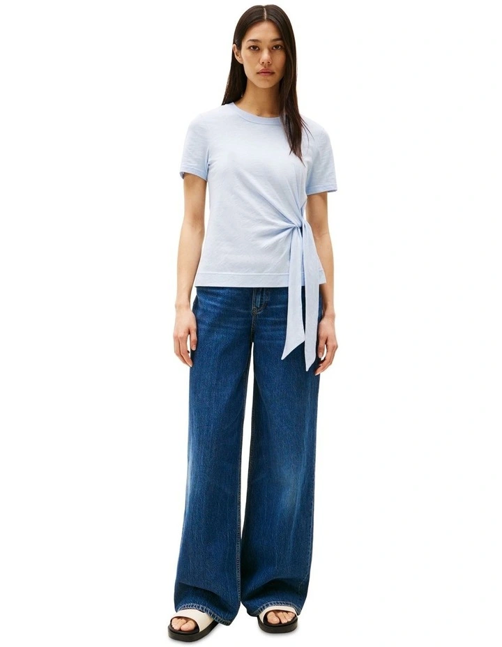 Side Knot Crew Neck T-shirt in Blue image 4