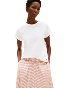 Logo Embroidery Crew Neck T-Shirt in White